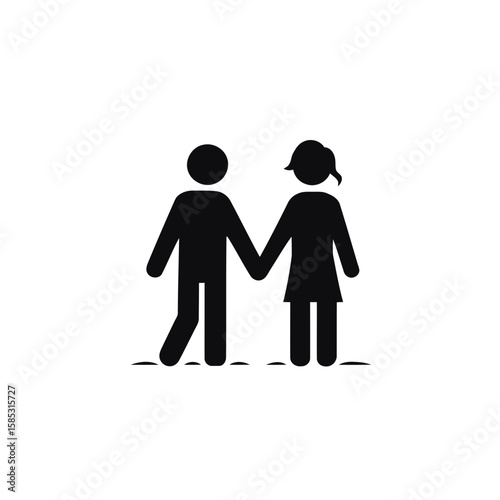 Family silhouette vector featuring a couple, child, and heart symbol, perfect for illustrating love and parental bonds