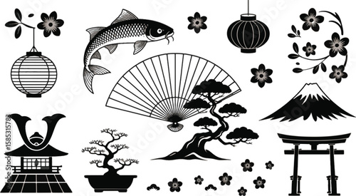 Japanese cultural elements and nature culture carp