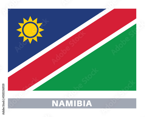 Flag of namibia. Flag icon. Standard colors. Standard size. Rectangular flag.