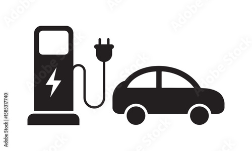 charging station for hybrid and electric vehicles vector illustration