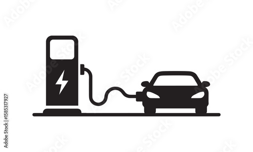 charging station for hybrid and electric vehicles vector illustration