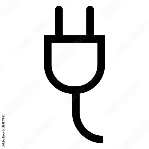 Icono enchufe eléctrico con cable con líneas 