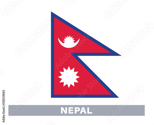 Flag of nepal. Flag icon. Standard colors. Standard size. Rectangular flag.