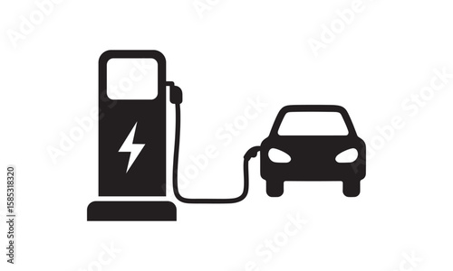 charging station for hybrid and electric vehicles vector illustration