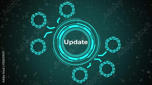grid background animation. Internet, business, Technology and network concept. A UPdate concept button on a futuristic technology privacy concept. digital technology 4k video animation.