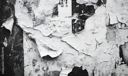 Old ripped torn blank black and white fly posters textures backgrounds grunge creased crumpled paper vintage collage placards empty space text