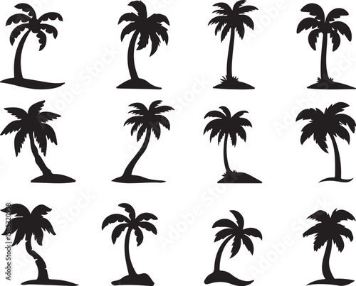 set of vector palms