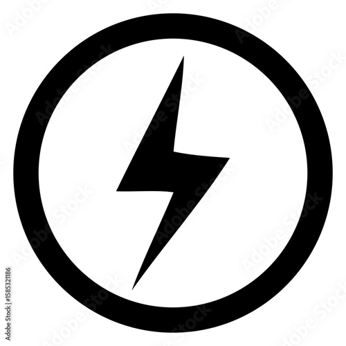 Icono rayo o relámpago con circulo lineal