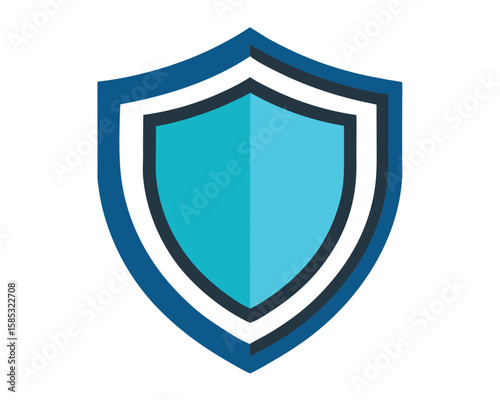 A blue shield icon represents security on white background Ai Generated