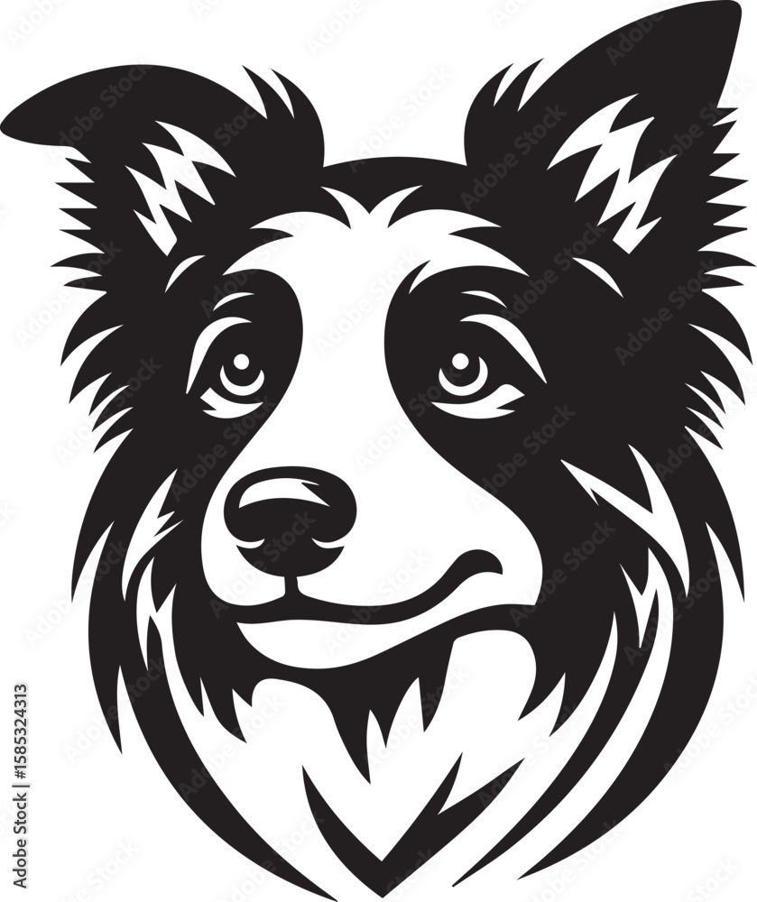 Fototapeta premium Border Collie Dog Vector – Silhouette 