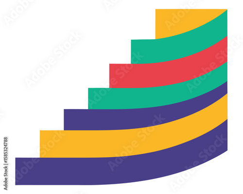 Colorful stairs represent growth and progress on white background Ai Generated