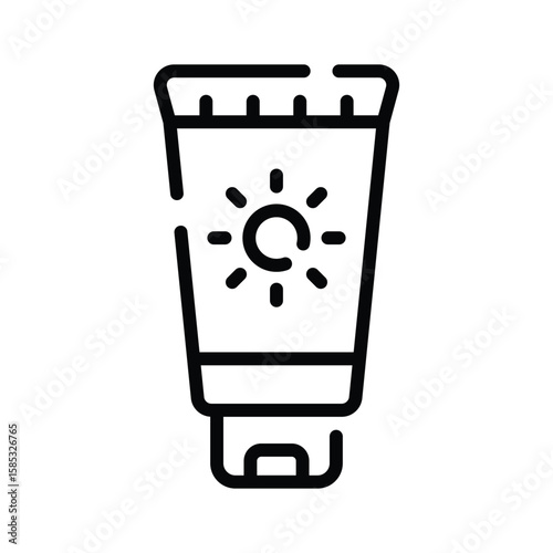 A premium outline icon of sunscreen bottle