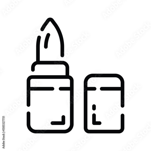 A captivating outline icon showing lipstick application