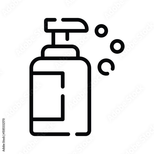 A premium outline icon of shampoo bottle with bubbles