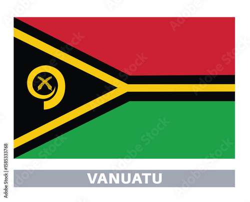 Flag of vanuatu. Flag icon. Standard colors. Standard size. Rectangular flag.