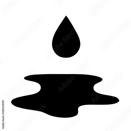 Simple Outline Water Drop with Spill Isolated Icon Illustration Graphic