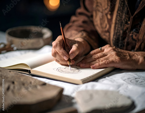 Detailed Study of Stone Tool Marks Under Studio Lamps
