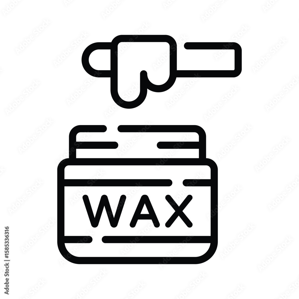 A captivating outline icon showing wax container and spatula A captivating outline icon showing wax container and spatula