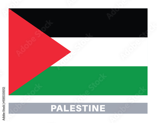 Flag of palestine. Flag icon. Standard colors. Standard size. Rectangular flag.