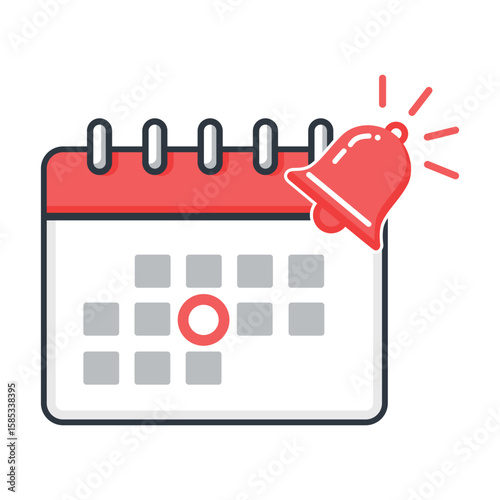 A calendar icon with a ringing notification bell, symbolizing a reminder, an important deadline, or a scheduled event appointment