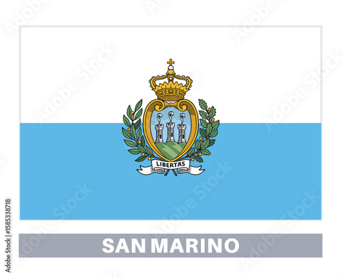 Flag of san marino. Flag icon. Standard colors. Standard size. Rectangular flag.