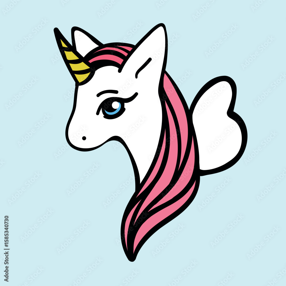 Fototapeta premium Cute unicorn with a pink mane
