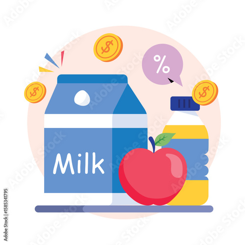 Grocery Prices Concept Style illustrations. EPS 10 File