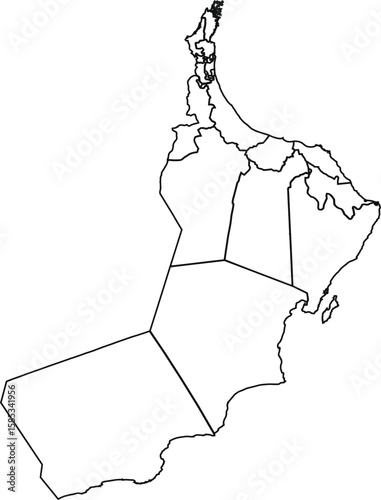 Oman Map with Flag, Provinces, Silhouette, and Border Outline

