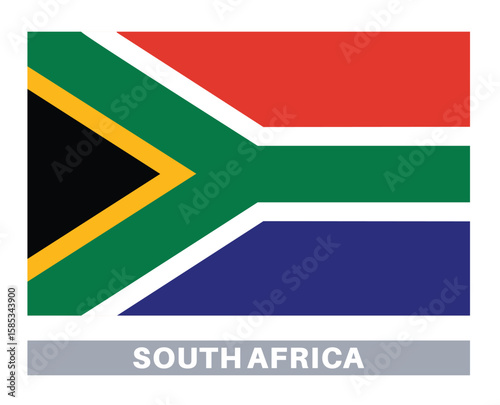 Flag of south africa. Flag icon. Standard colors. Standard size. Rectangular flag.