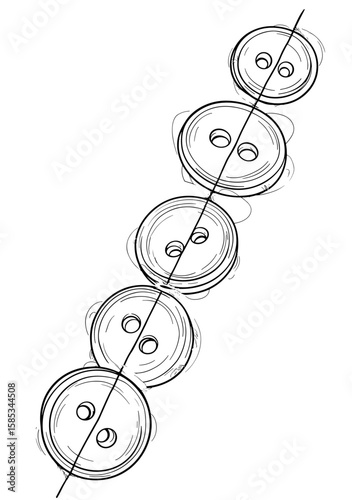 Simple line art of four buttons arranged in a row on white background  