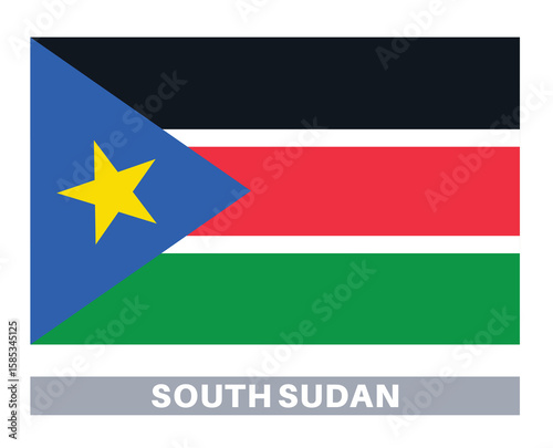 Flag of south sudan. Flag icon. Standard colors. Standard size. Rectangular flag.
