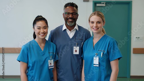 Diverse group of smiling doctors posing for a portrait at the hospital