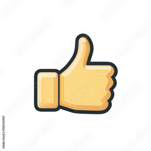 Simple thumbs up emoji icon, isolated on transparent background