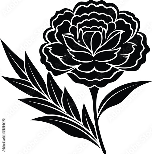 Stylized Carnation Corner With Layered Leaf Struct
