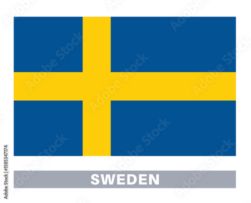 Flag of sweden. Flag icon. Standard colors. Standard size. Rectangular flag.