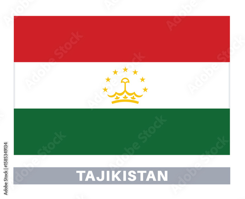 Flag of tajikistan. Flag icon. Standard colors. Standard size. Rectangular flag.