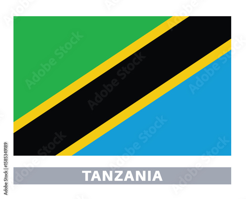 Flag of tanzania. Flag icon. Standard colors. Standard size. Rectangular flag.