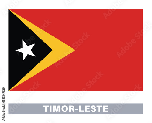 Flag of timor leste. Flag icon. Standard colors. Standard size. Rectangular flag.