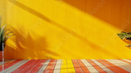 yellow and orange studio room background, bland banner and empty wall