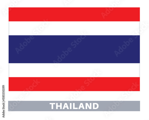 Flag of thailand. Flag icon. Standard colors. Standard size. Rectangular flag.