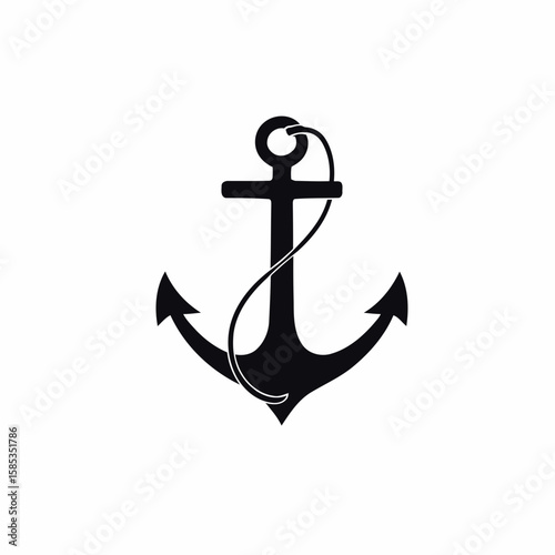 A golden ship anchor, a heavy metal nautical symbol, is isolated on a white background