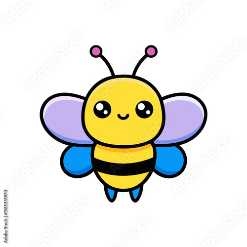 Cute Kawaii Bee with Blushing Cheeks and Tiny Wings