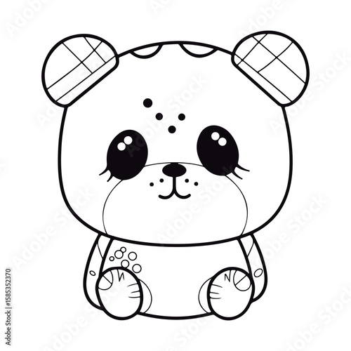 Coloring book for children baby Hamster kawai vector illustration isolated on a white background.