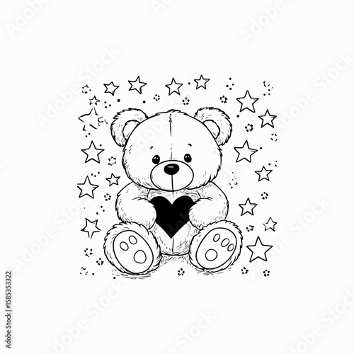 teddy bear vintage retro style drawing clip art wild teddy 