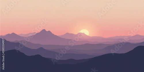 Peaceful Sunset Horizon with Gentle Light Over Cactus-Dotted Mountains in Warm Tones