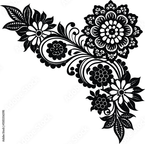 Vintage Lace Floral Corner with Fine Line Details
