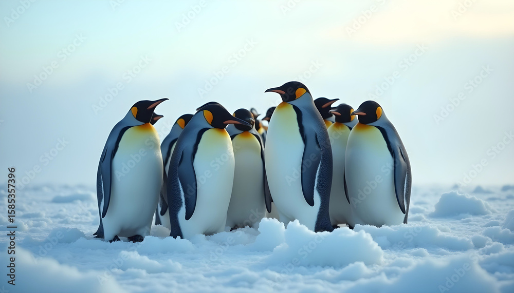 Obraz premium Emperor Penguins on Melting Ice – Polar Wildlife & Climate Impact