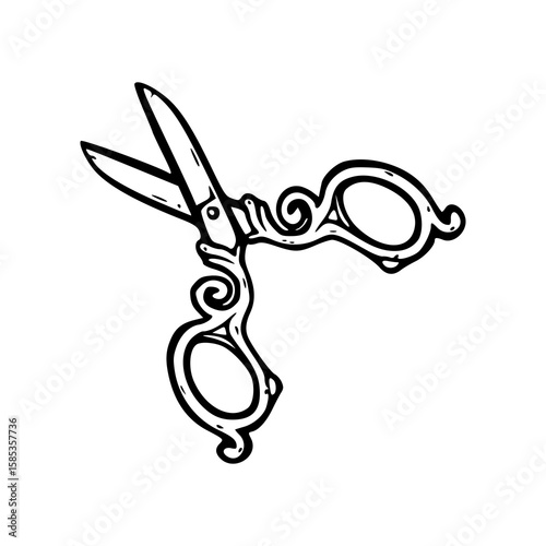 baroque style scissors drawing