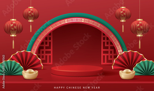 Chinese new year banner for product display platform. 