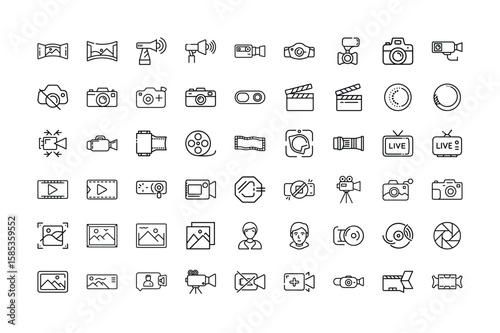 Outline Icon Set Photography Videography and Film Production